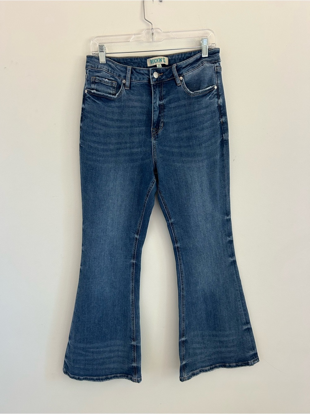 Rockin' Denim High-Rise Flare Jeans in Medium Blue